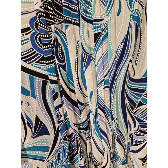 Perceptions NY Dress‎ M NWT Blue Green White Pleated Textured Sleeveless Midi - Picture 8 of 8
